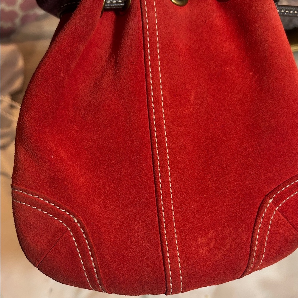 Coach Vintage Soho Drawstring Suede Wristlet in Bordeaux - Picture 13 of 13
